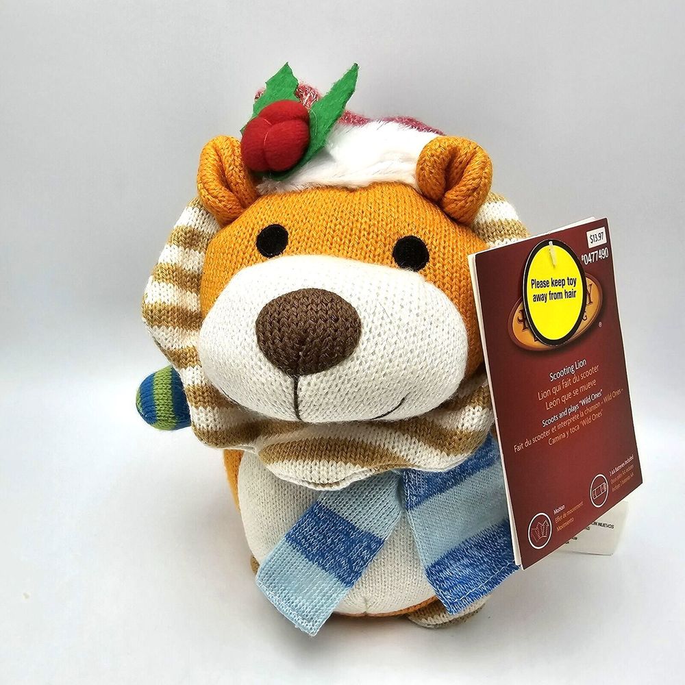 Gemmy Animated Lion Knitted Plush Scoots Wild Ones Music Christmas Decor